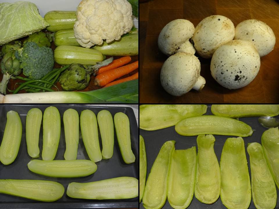 Calabacines rellenos de verduras