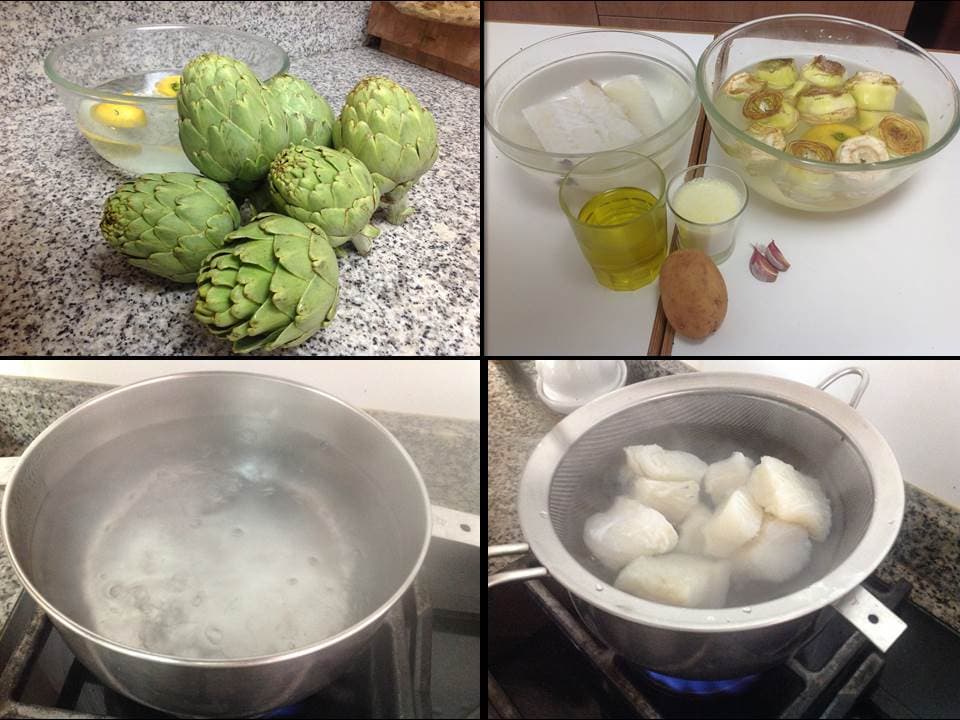 Alcachofas con brandada de bacalao