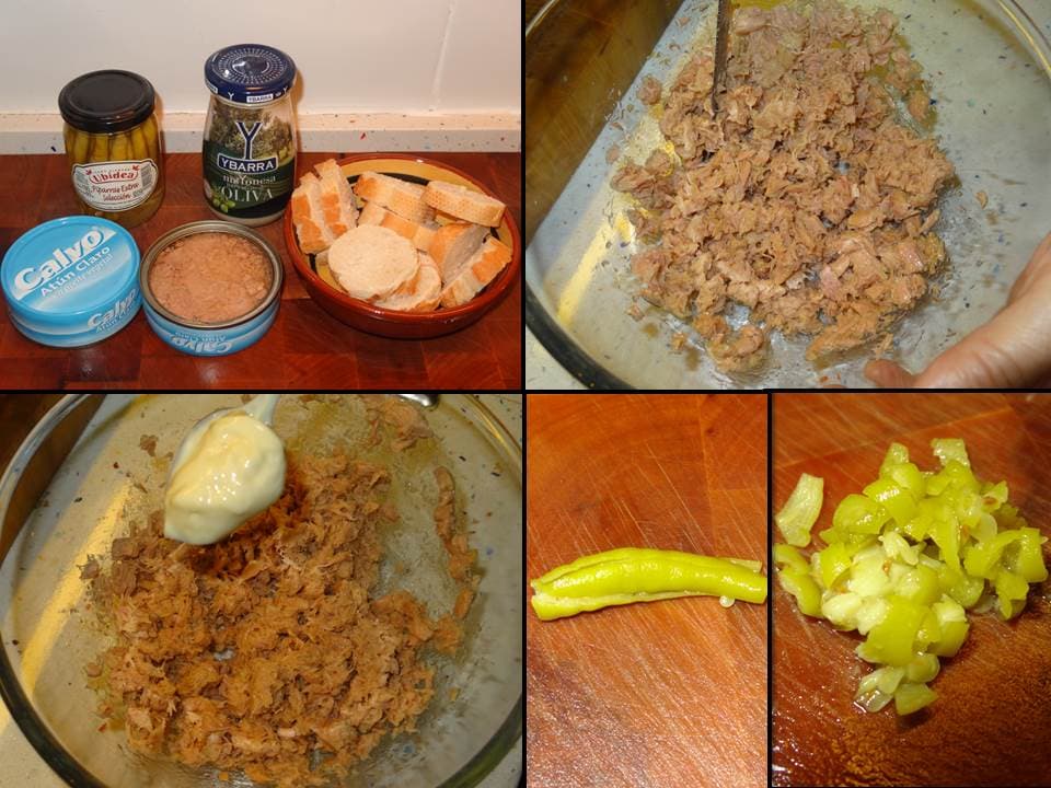 Montaditos de atún y mahonesa