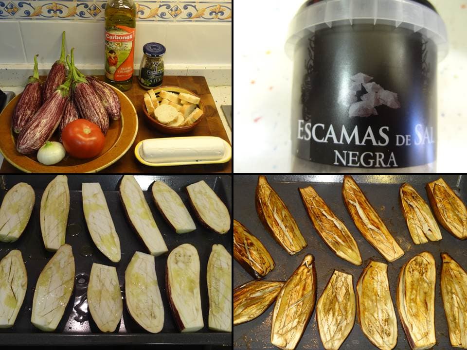 Montadito de berenjena y queso de cabra