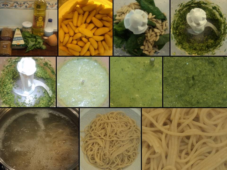 Spaghetti con salsa pesto