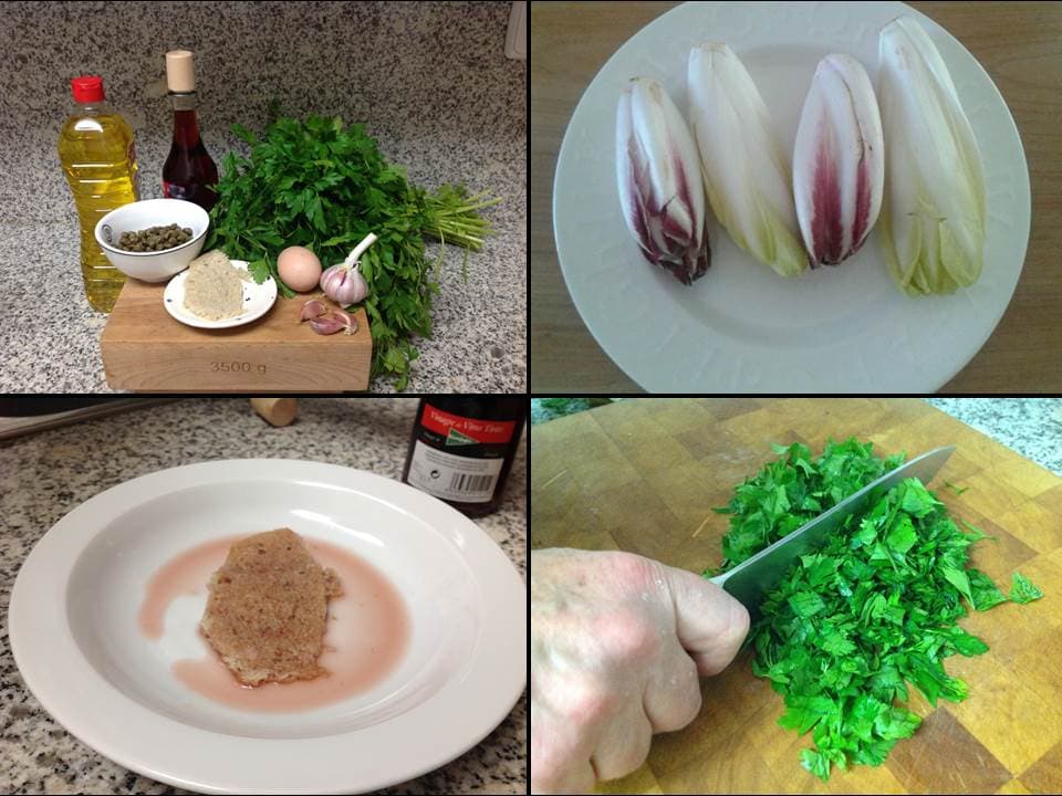Endibias con salsa vinagreta