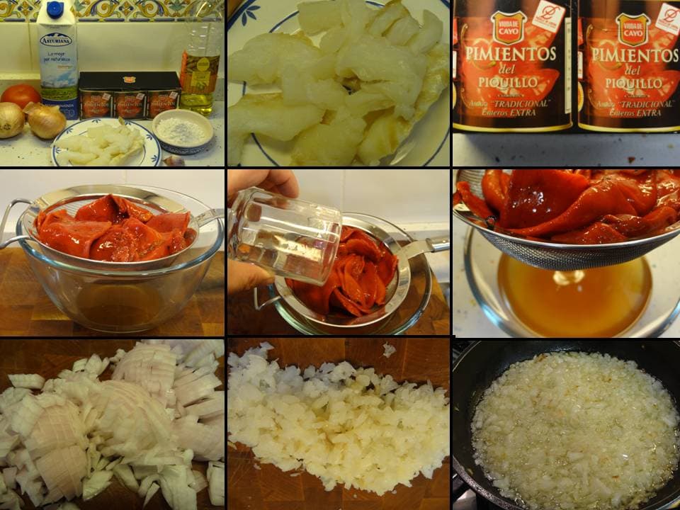 Pimientos del piquillo rellenos de bacalao