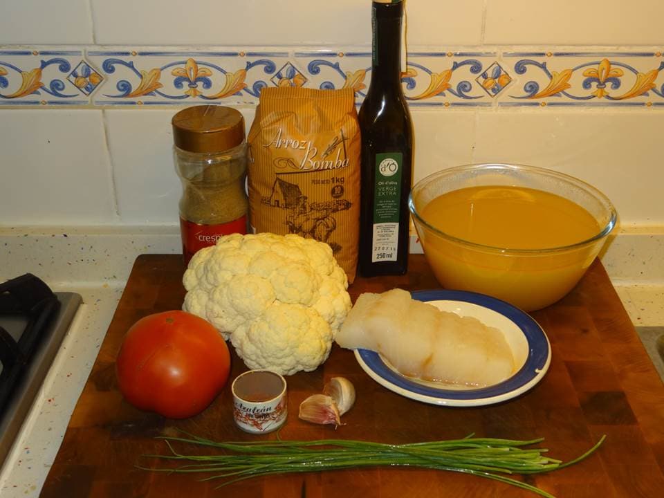Arroz con bacalao y coliflor
