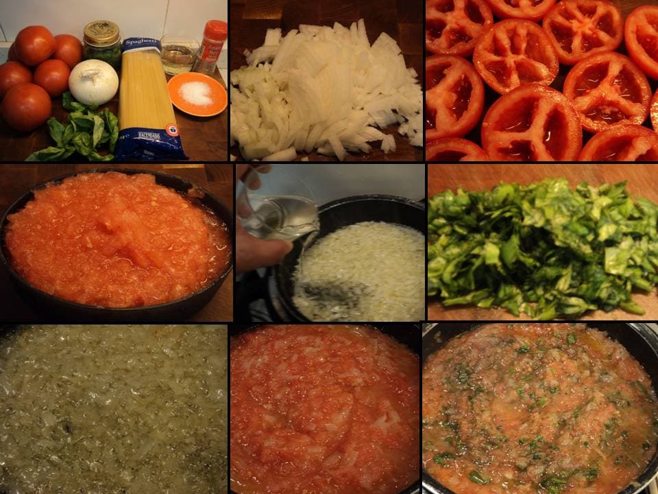 Spaghetti con salsa de tomate
